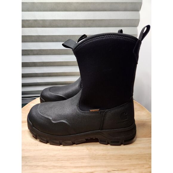 Carhartt Kentwood Steel Toe Work Boots – Men’s 8.5 Black Waterproof Wellington - Picture 6 of 14